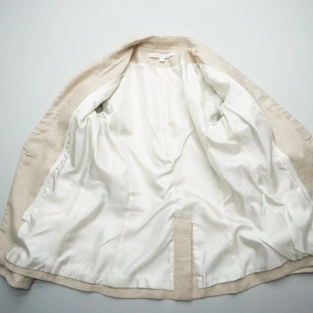 Veronica Beard Linen Upcollar Dickey Jacket Blazer Size 4 - Picture 7 of 15